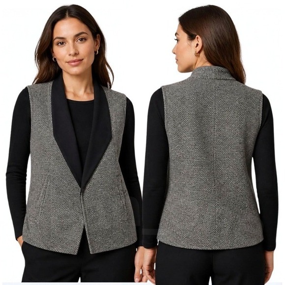 Banana Republic Jackets & Blazers - Banana Republic Women's Faux Tweed Open Front With Pockets Vest Gray Size Medium